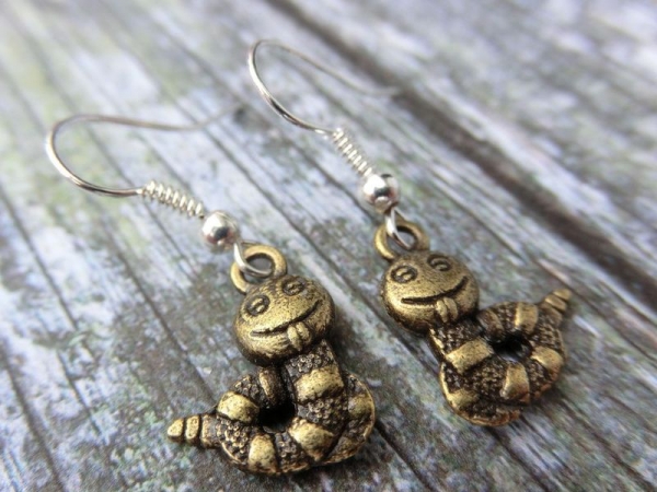 Raupen Ohrringe Vintage Optik Würmer Schlange